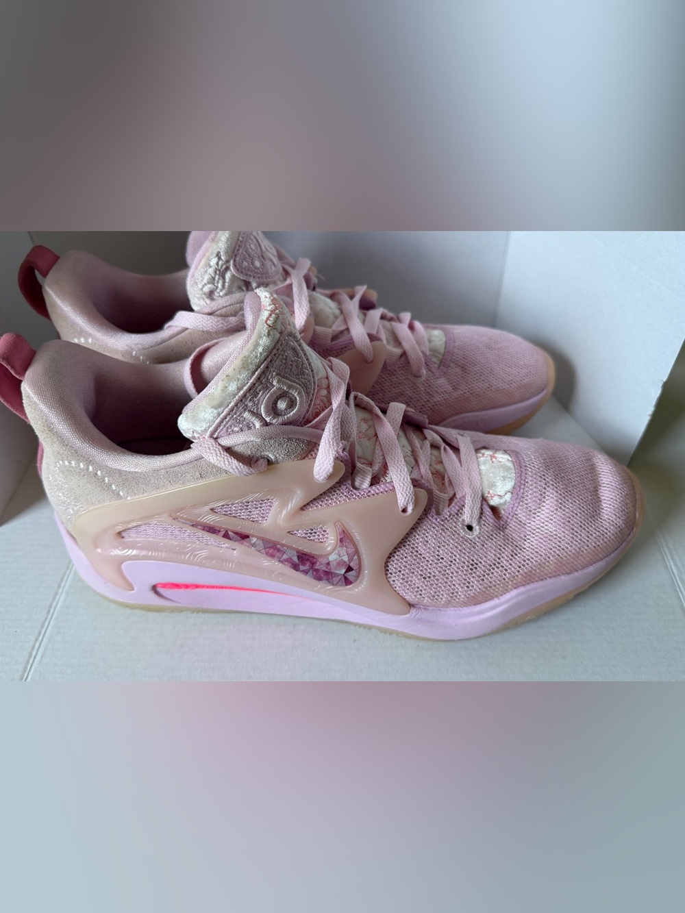 Nike KD Pink Athletic Sneakers with Light Rose Accents